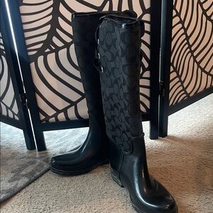 Coach Black Signature Rain Boots